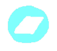 a blue circle with a white square in the middle