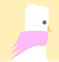 a white pigeon wearing a pink scarf