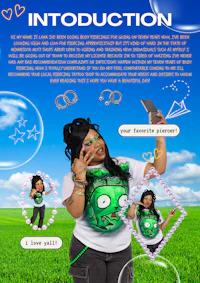 a poster with a girl in a green shirt holding a phone
