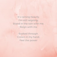 it's raining heavily, i'm still beginning stand in the rain with me