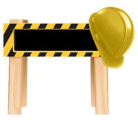 a construction sign with a yellow hard hat on it