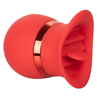 a red sex toy with a metal handle