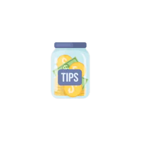 a jar of money with the word tips on it