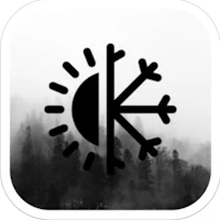 a black and white icon with a snowflake on it