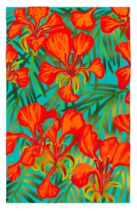hibiscus flowers on a turquoise background