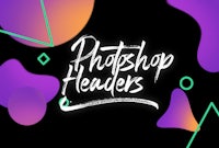 photoshop headers with a colorful background