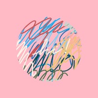an illustration of a circle with a pink background