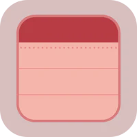a pink notepad icon on a white background