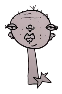 a cartoon drawing of a man with a star on his head