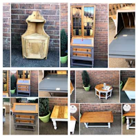 a collage of pictures of various furniture items