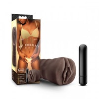 a black dildo with a brown package