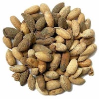 a pile of nuts on a white background
