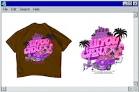 a screen shot of a t - shirt with an image of a car