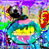 a colorful painting of a person's mouth