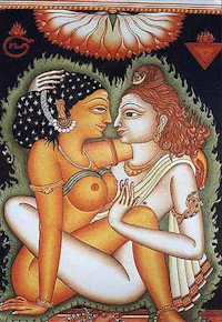 a painting of lord krishna and lord ganesha