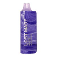 a bottle of lost mary with a purple marble design