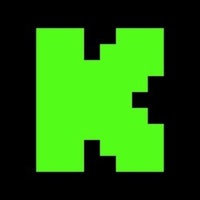 a green pixelated letter k on a black background