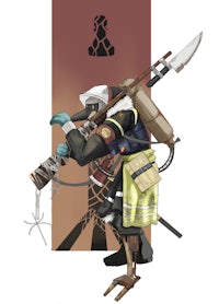a character holding a sword and a knife