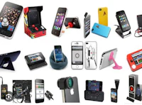 a variety of cell phone accessories are shown on a white background