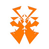 an orange geometric design on a white background