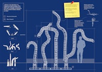 a blueprint with a drawing of a man and a woman
