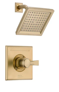 a shower faucet with a shower head and hand shower
