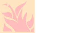 a pink and black drawing of a bird and a flower
