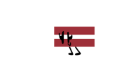 a red and white flag on a black background