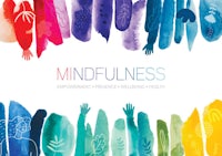 the word mindfulness is written on a colorful background