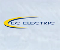 ec electric logo on a blue background