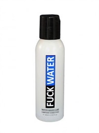 a bottle of fuck water on a white background