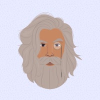 an old man with a beard and long hair