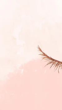 a painting of a feather on a pink background