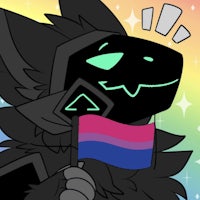 a black cat holding a rainbow flag