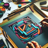 a person drawing a geometric design on a piece of paper