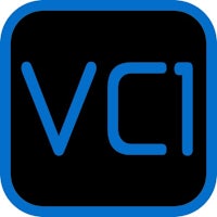 the vci logo in blue and black