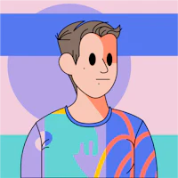 an illustration of a man in a colorful shirt