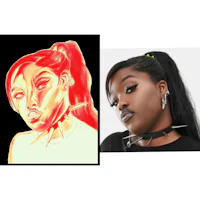 a drawing of a woman and a drawing of a woman