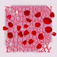 a piece of paper with red rose petals on it