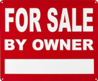 a for sale by owner sign on a white background