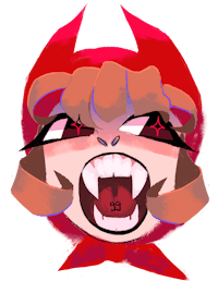 a cartoon character with a red hat and a mouth