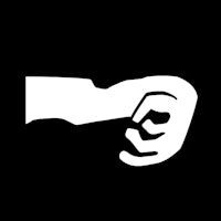 a white fist icon on a black background