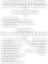 a black and white menu for sandwiches and combos