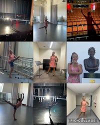 a collage of pictures of dancers in an auditorium