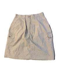 a white cargo skirt on a black background