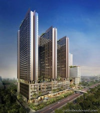 a rendering of a tall building in the city