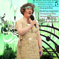 a woman is singing into a microphone