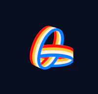 a rainbow ring logo on a black background