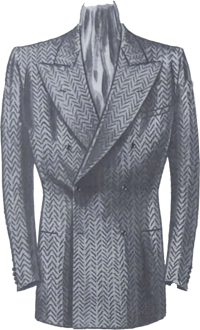 a black and white picture of a suit with a herringbone pattern