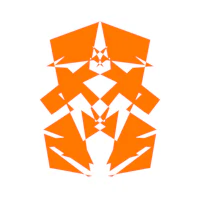 an orange geometric design on a white background